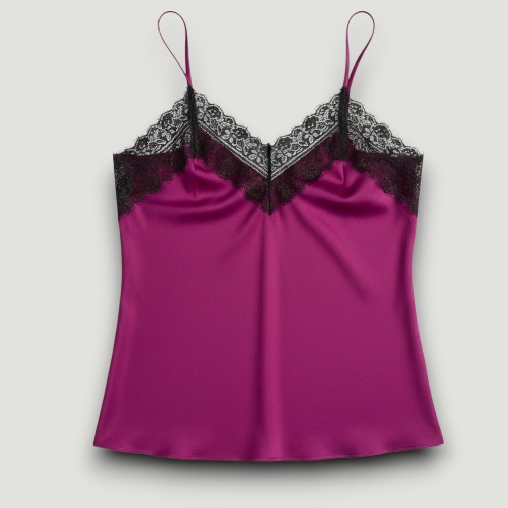 Vylette Womens Top Camisole Purple L Lace Goth Chic Boudoir Date Fairy Party